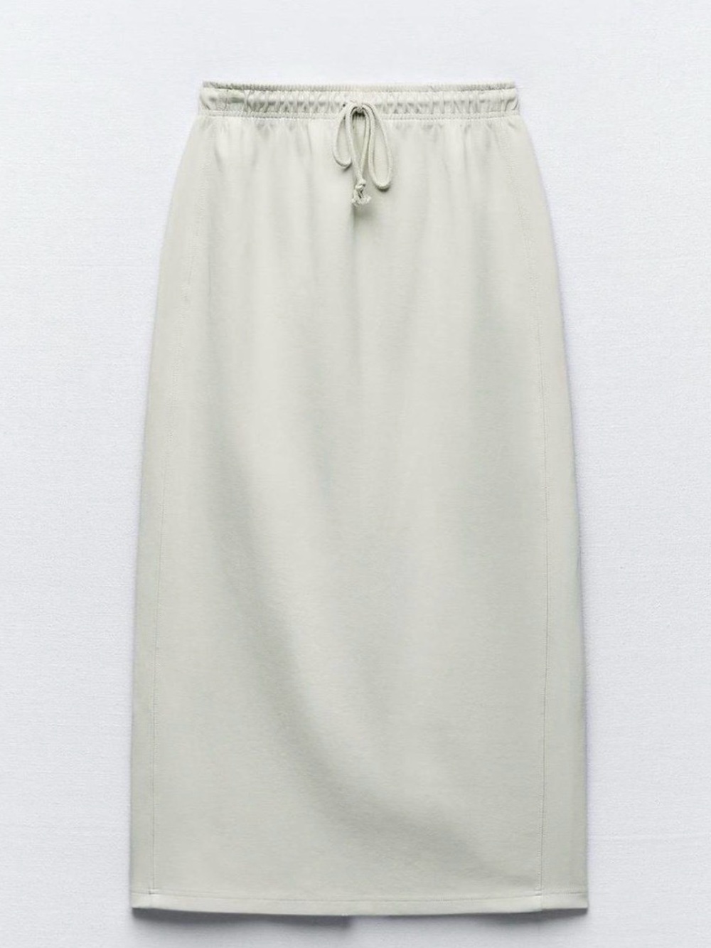 Zara Women's Cream Drawstring Midi sweatshirt fabric Skirt sz medium
